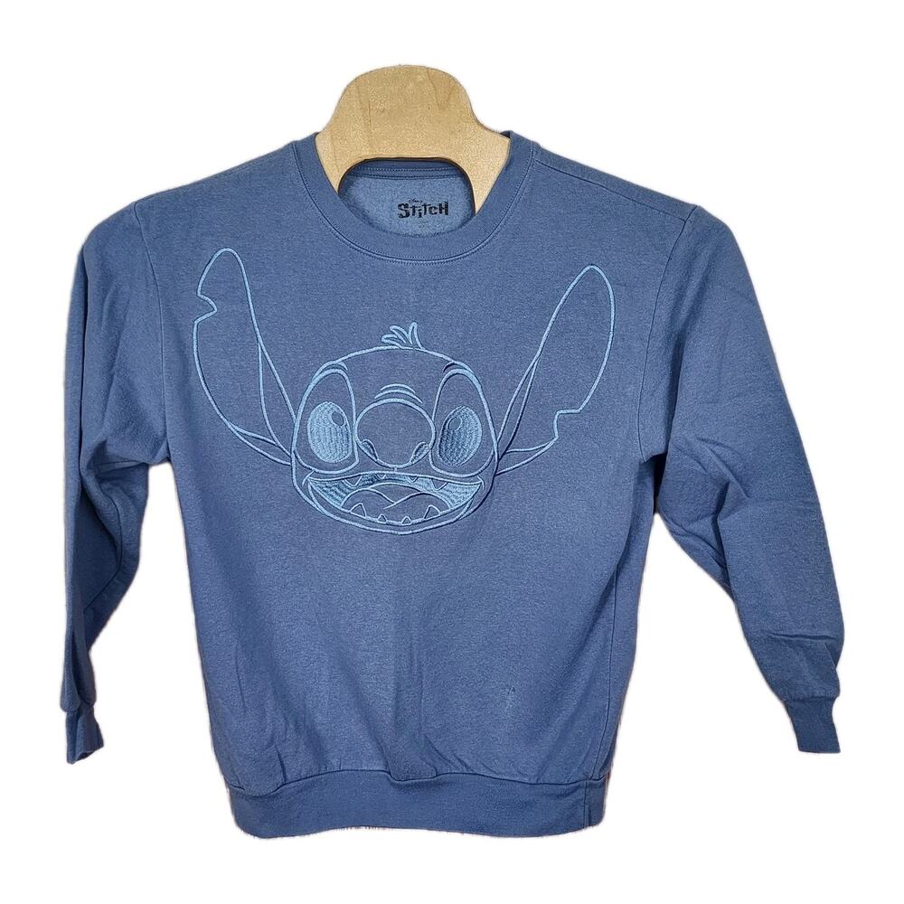 Disney Stitch Sweatshirt Women's Blue Lilo & Stitch Character Pullover Medium M